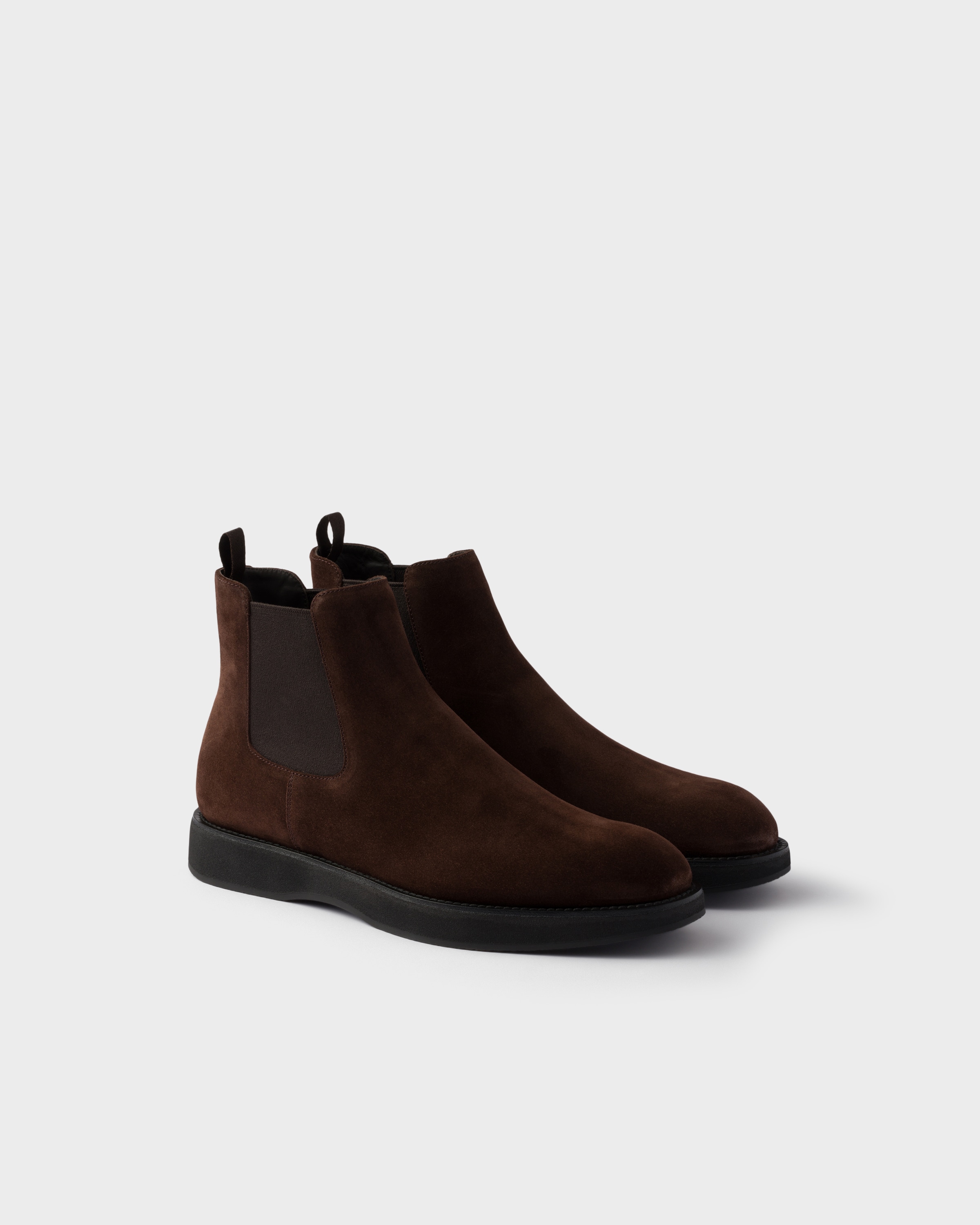 Dark Brown Suede Chelsea Boots | PRADA
