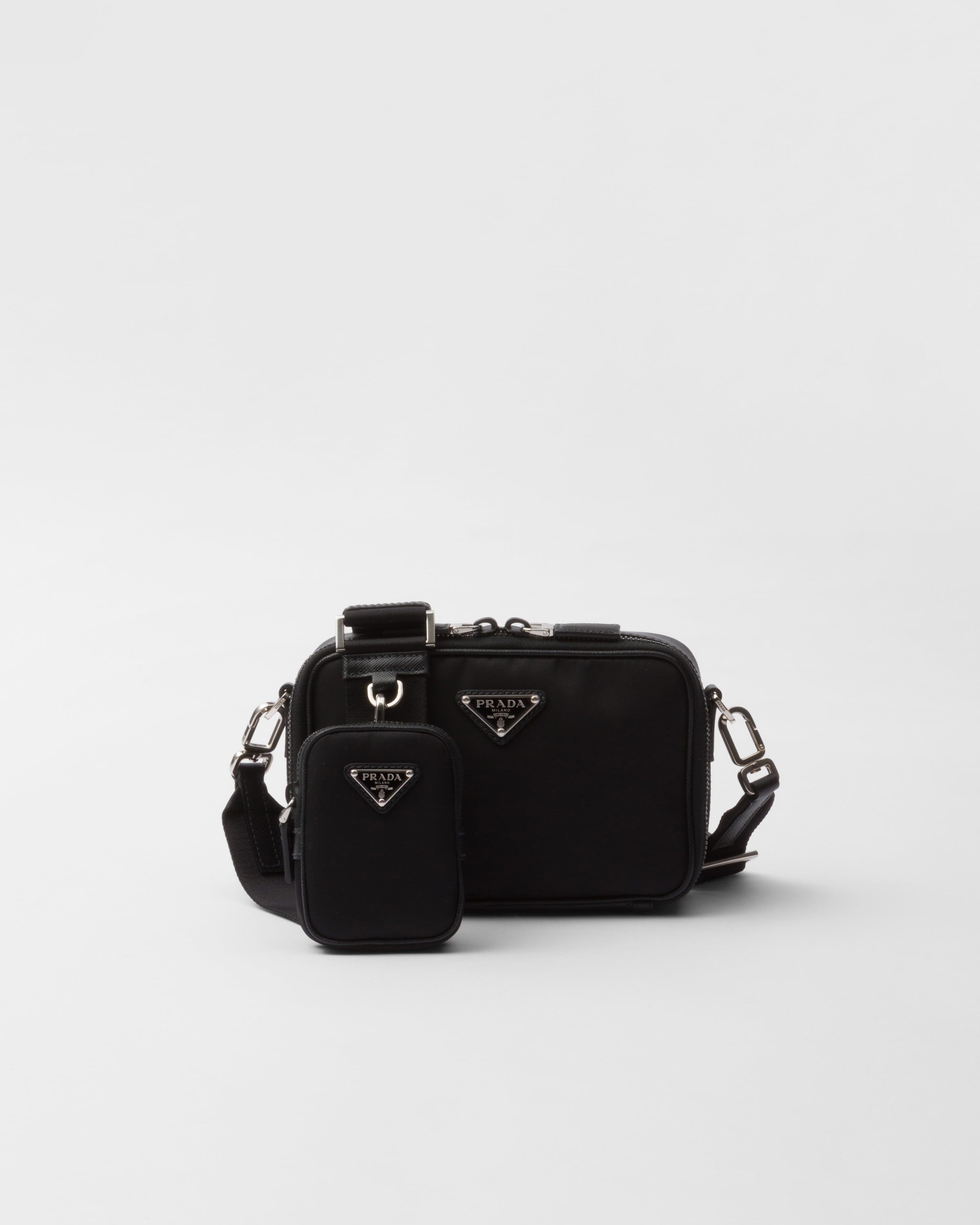 Black Prada Brique Re-nylon And Saffiano Leather Bag | PRADA