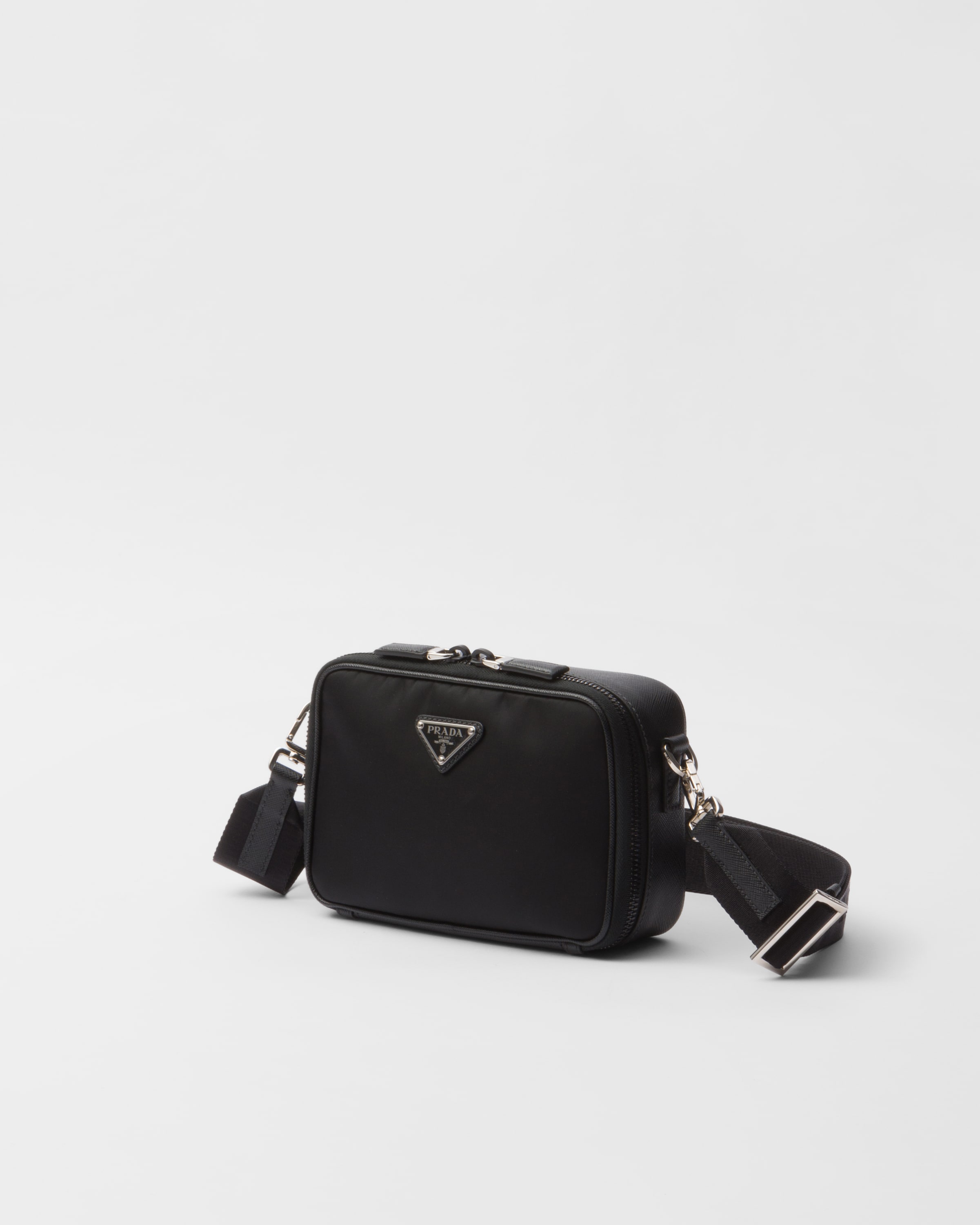 Black Prada Brique Re-nylon And Saffiano Leather Bag | PRADA