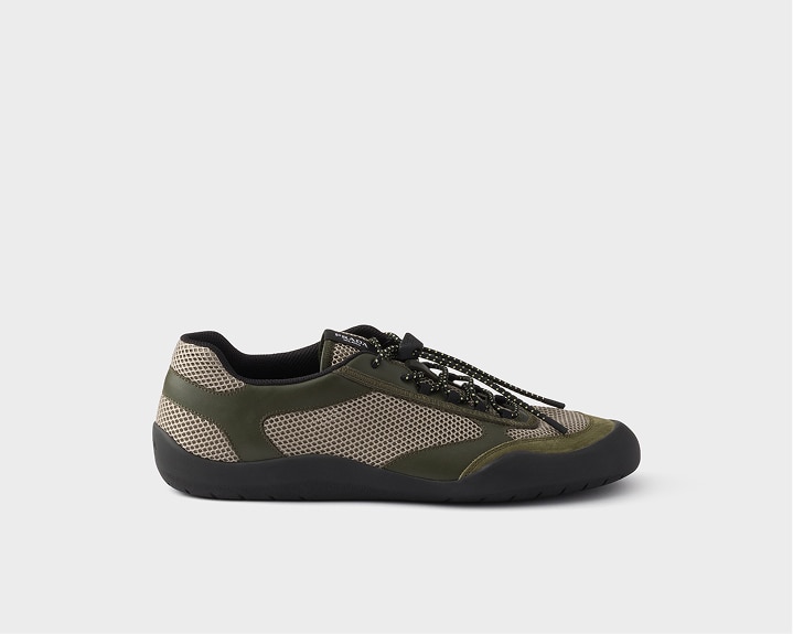 Schwarz Elastische Collapse Sneaker Aus Re-nylon Und Wildleder | PRADA