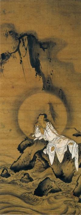 しずおか文化財ナビ 紙本墨画淡彩白衣観音図＜明兆筆／＞｜静岡県公式