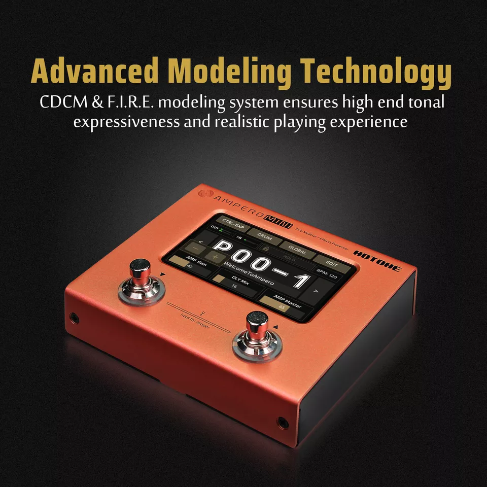 Hotone Ampero Mini (Orange) MP-50 Amp Modeler & Effects Processor