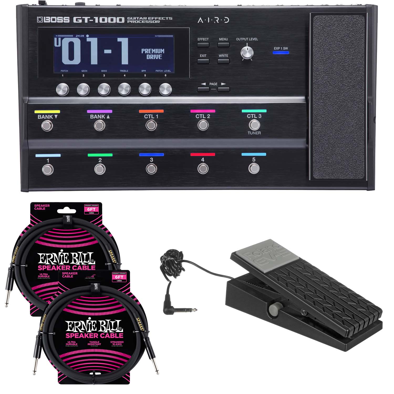 BOSS GT-1000 Guitar Effects Processor, Roland EV-5, (2) ErnieBall