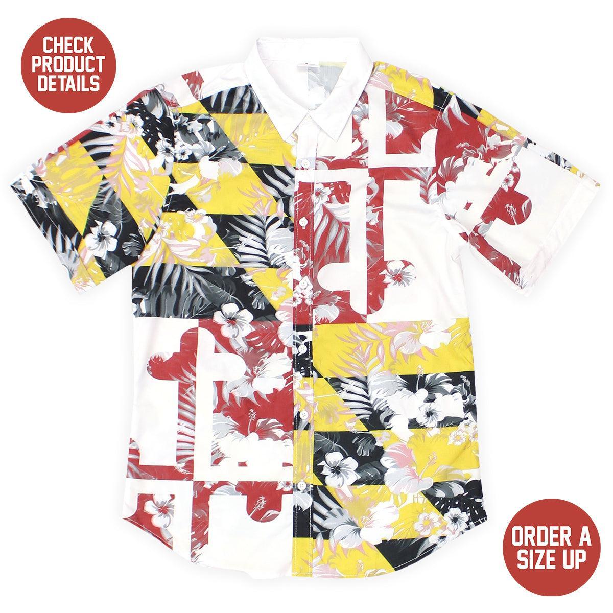 Maryland Flag Floral / Hawaiian Shirt