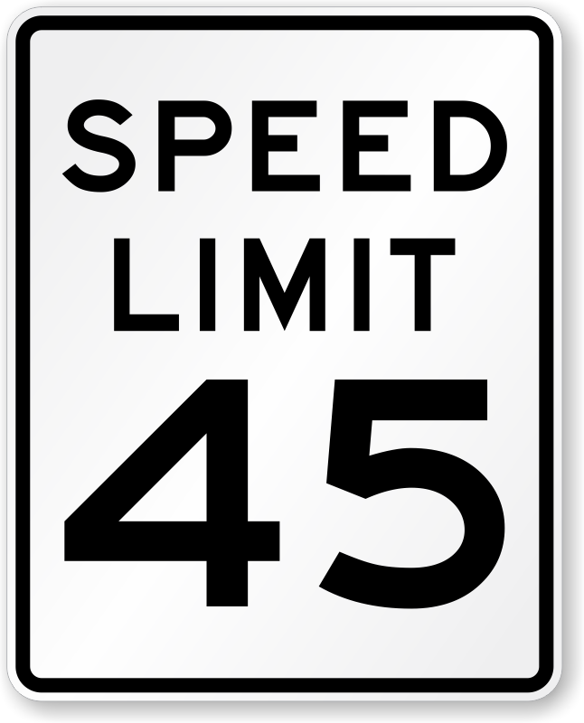Speed Limit 45 Traffic Sign - R2-1-45, SKU: X-R2-1-45