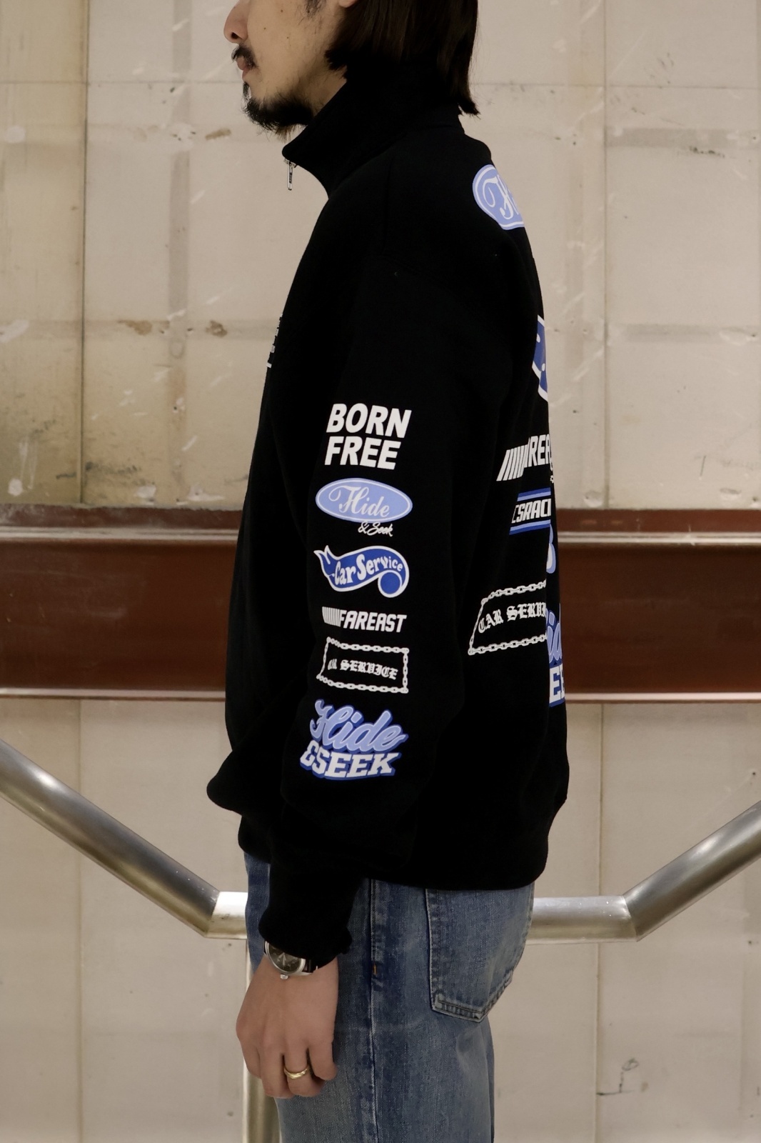 HideandSeek HIDEANDSEEK×CarService Half Zip Sweat Shirt HSCS