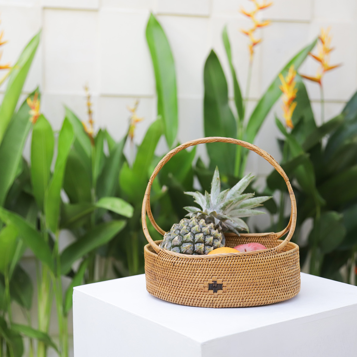 花籠持手付きLサイズ (OVL245) Rosily(ロージリー) バリ島 アタかご雑貨