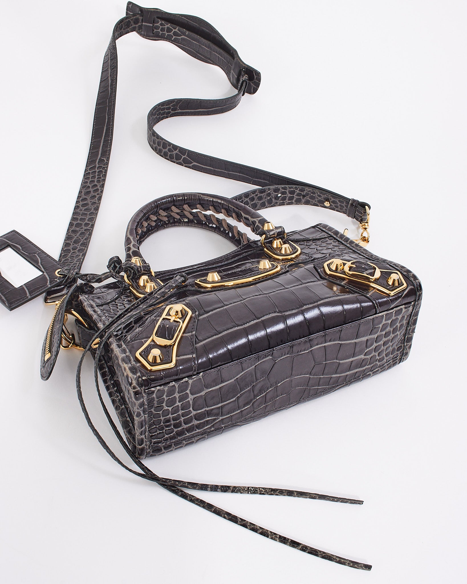 Explore a Balenciaga Black Croc Embossed Motocross Metallic Edge