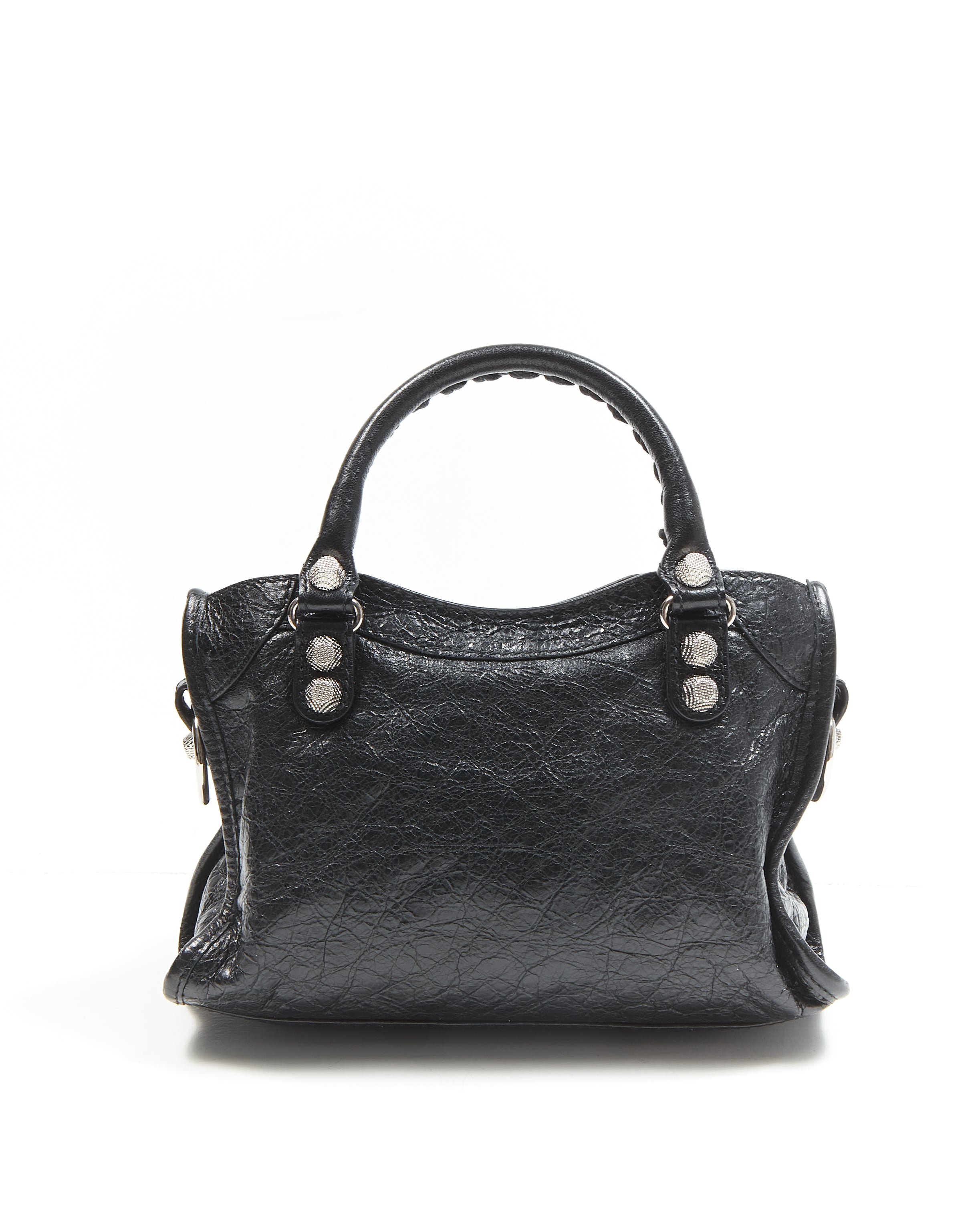 Explore a Balenciaga Black Crinkle Leather Motocross Giant 12 Mini