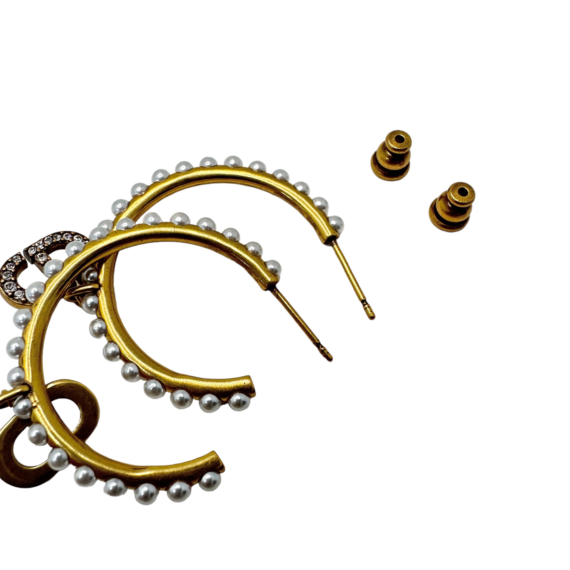 Christian Dior ディオール CDロゴ パール フープピアス