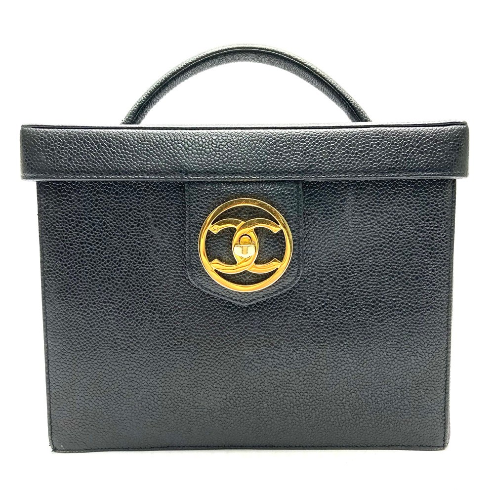 CHANEL シャネル キャビアスキン バニティバッグ ボックス型 ミラー付