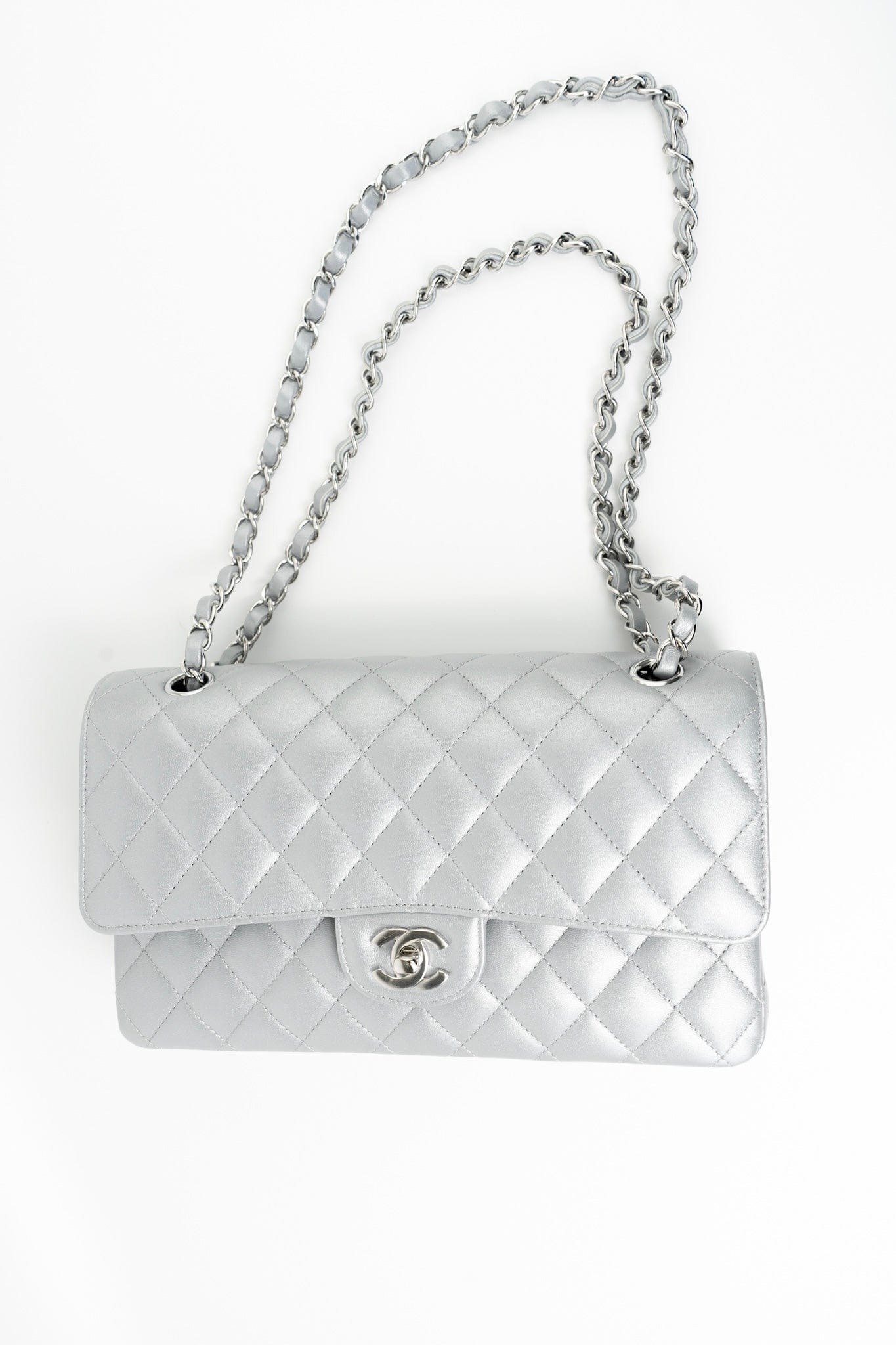 Buy Exclusive Metallic Silver Chanel Classic Flap at REDELUXE
