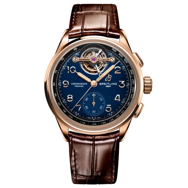 Breitling Premier B21 Chronograph Tourbillon Blue Dial Brown