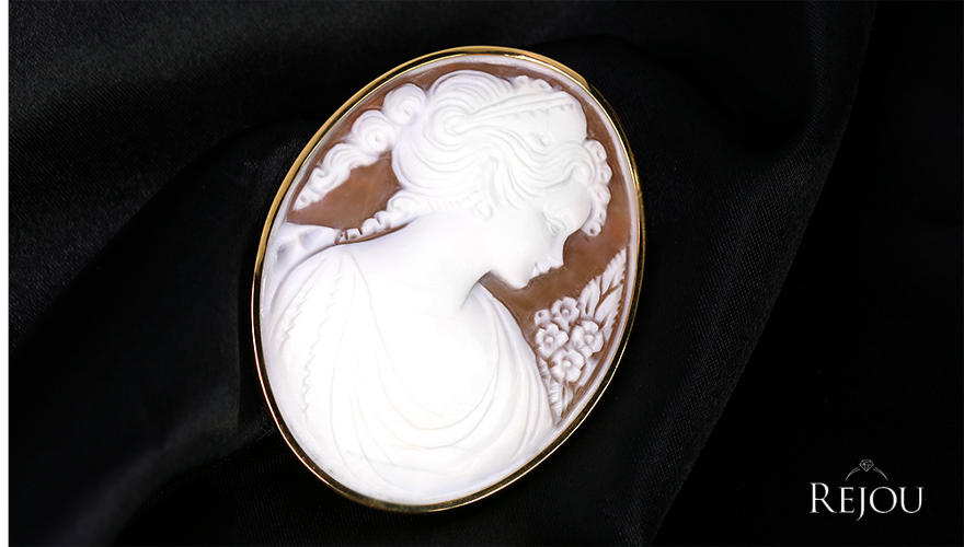 シェルカメオ イエローゴールド ブローチ兼ペンダントトップ【品質