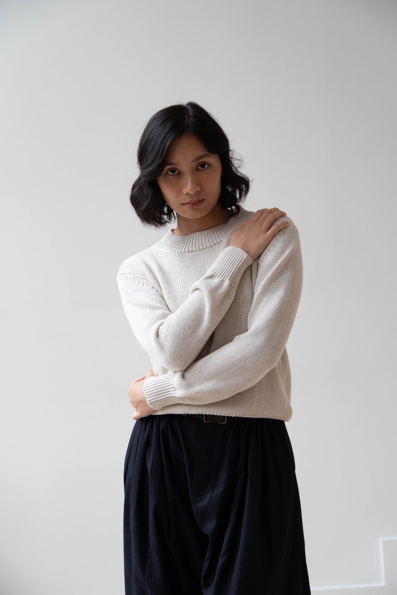 rennes — Margaret Howell | Chunky Crew Neck Jumper in Chalk