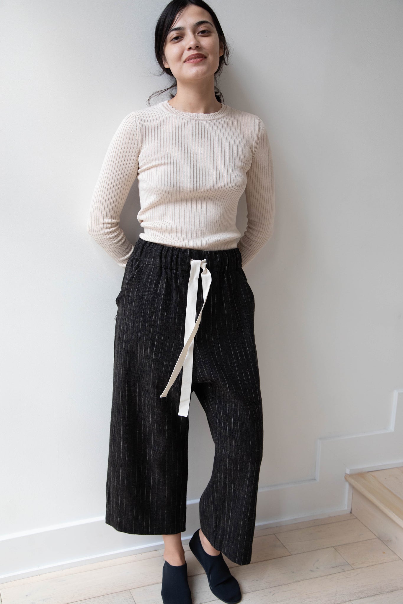 rennes — Album di Famiglia | Wide & Short Trousers in Pinstripe