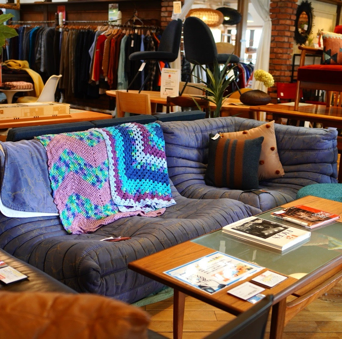 リーン・ロゼ ligne roset トーゴ コーナーソファ 1人掛け 中古 ブルー