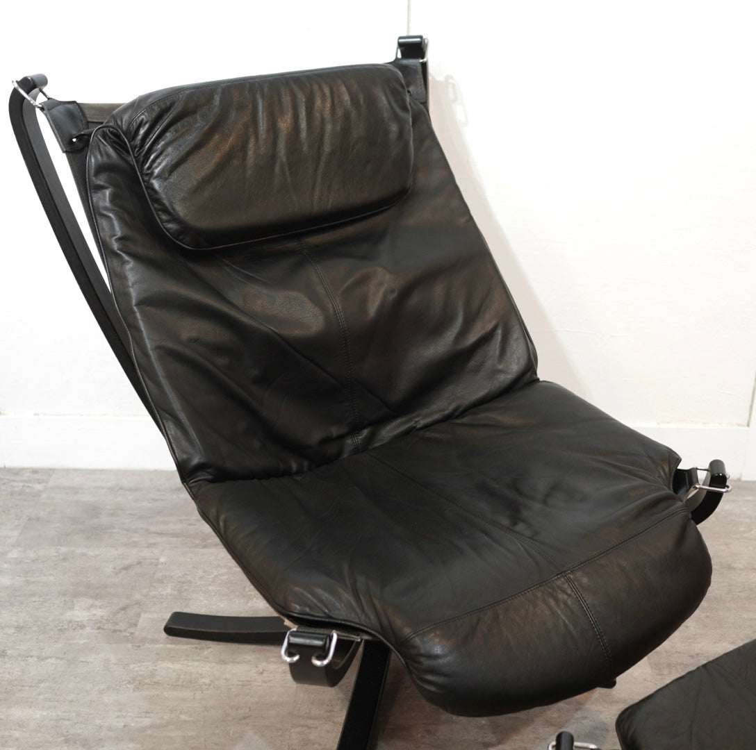 バットネ / Vatne ファルコンチェア＆オットマン 本革 北欧