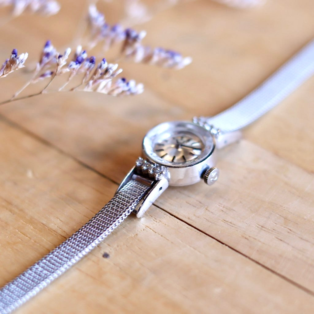 オメガ / OMEGA レディース時計【64】 カットガラス 8Pダイヤ 手巻き