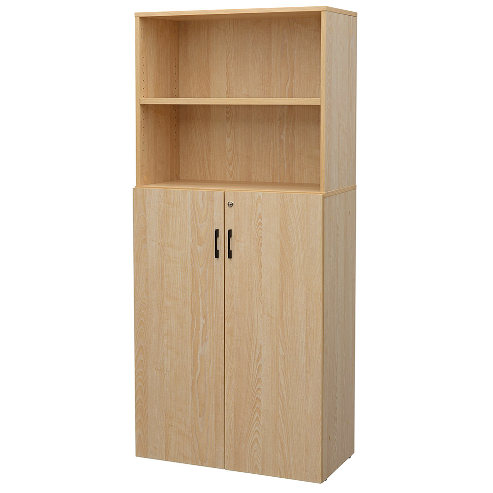 プラン木製シェルフ W800×H1850 ナチュラル×ナチュラル 下部扉付き