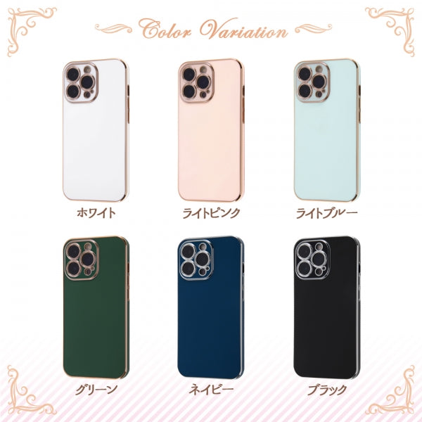 iPhone 13 Pro用】TPUソフトケース メタリック Felame/ホワイト/ピンク