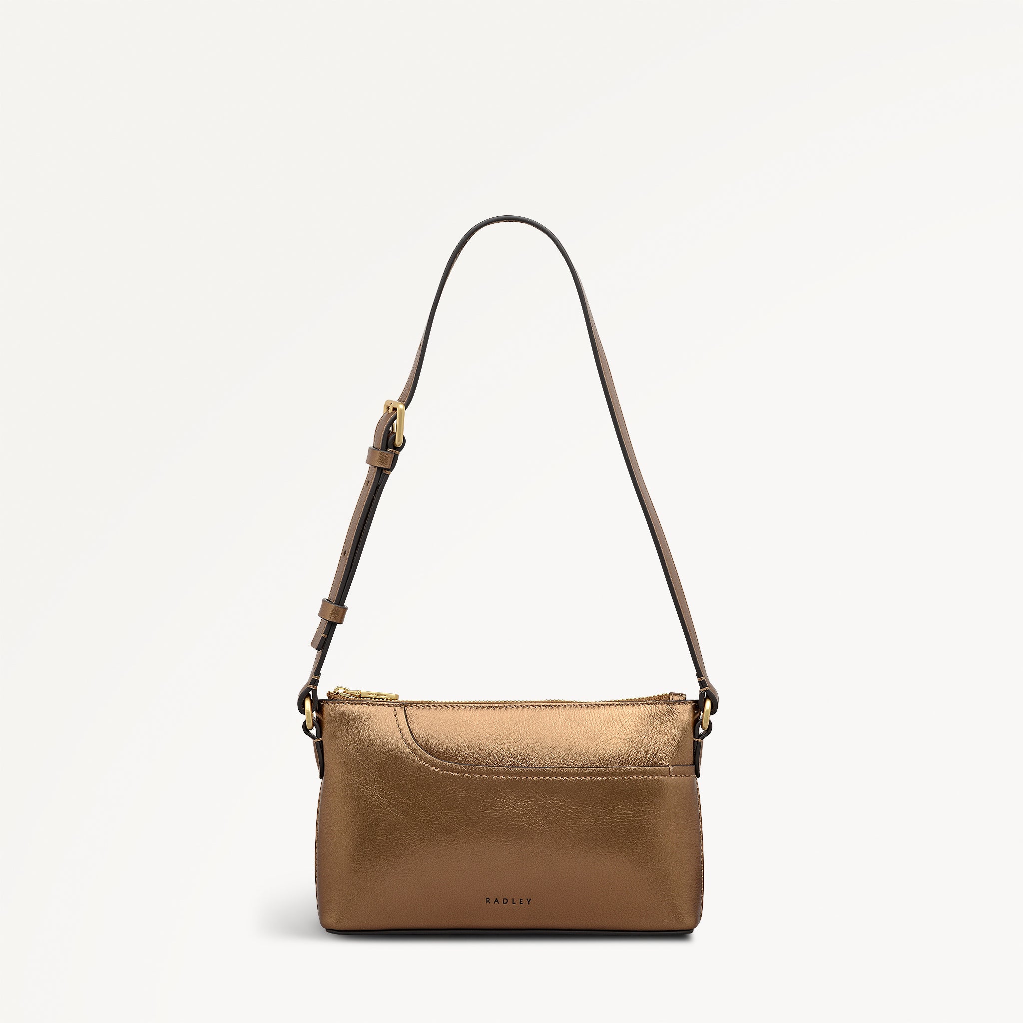Olive Gold Mini Ziptop East-West Shoulder Bag | Pockets AW25