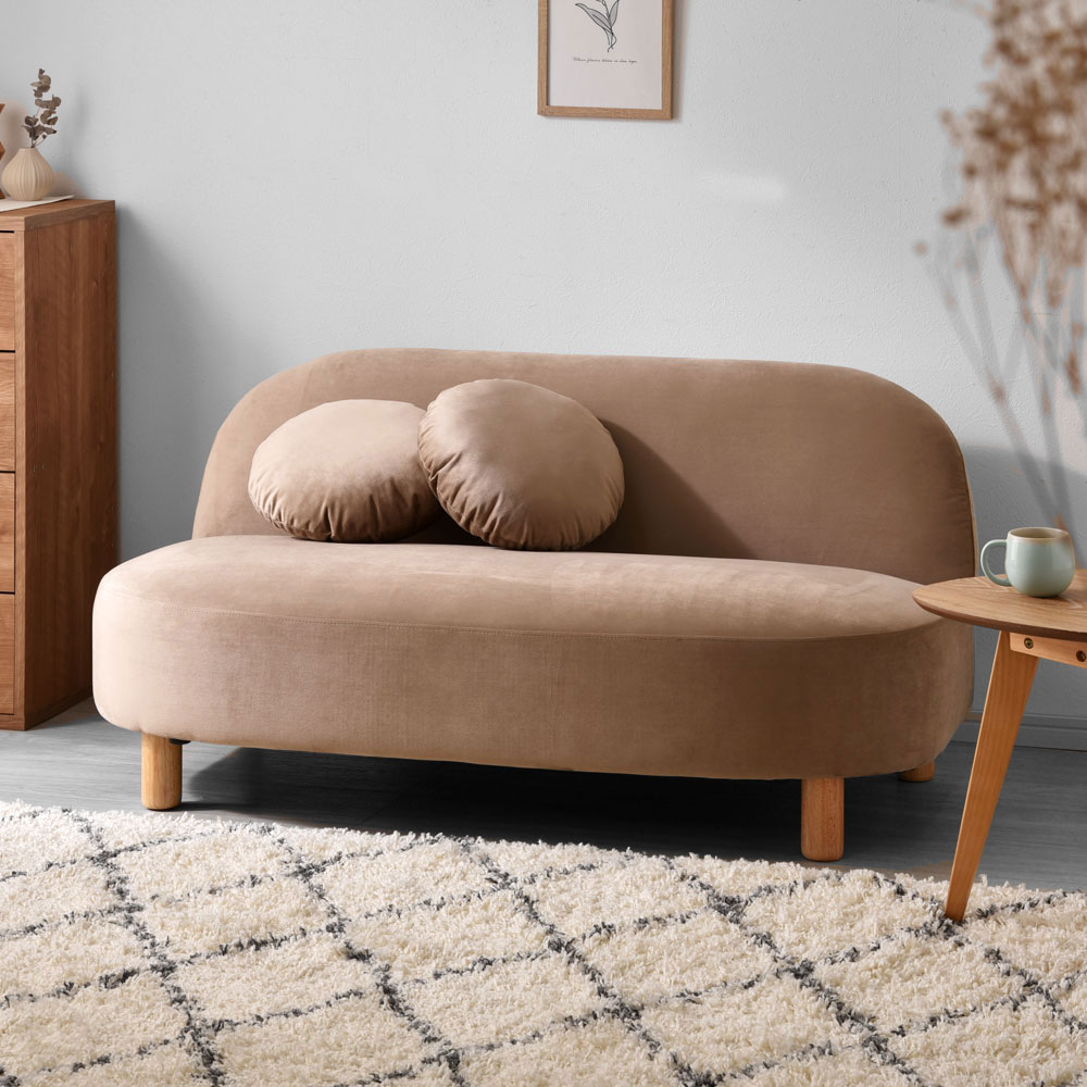 ニュアンスカラー ベロア生地 ラウンドソファ｜ユニットシェルフ 家具