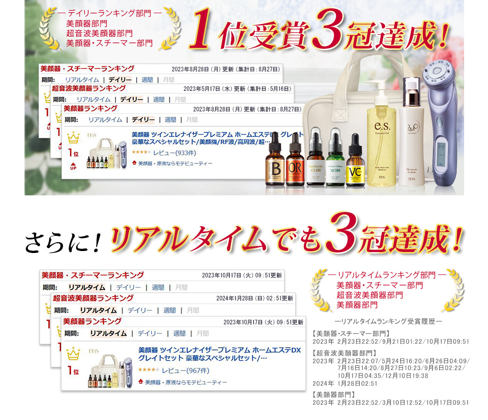 楽天市場】美顔器 ツインエレナイザーPREMIUM ホームエステDX グレイト