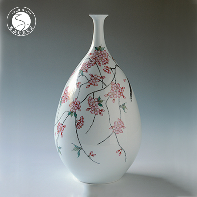 楽天市場】【ふるさと納税】仁窯 枝垂桜文細口花瓶（赤書）有田焼
