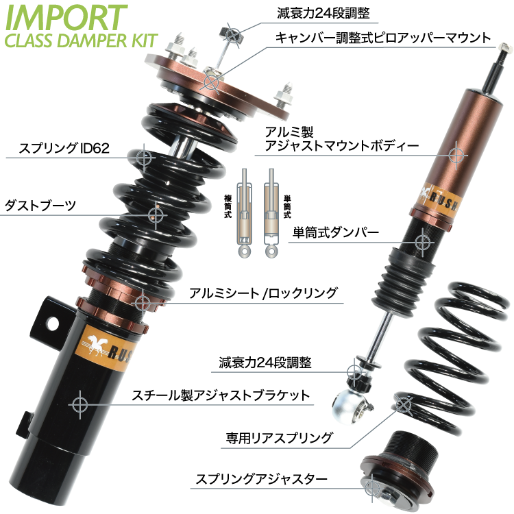 楽天市場】RUSH 車高調 ゴルフ6 GTI フォルクスワーゲン 車高短 モデル