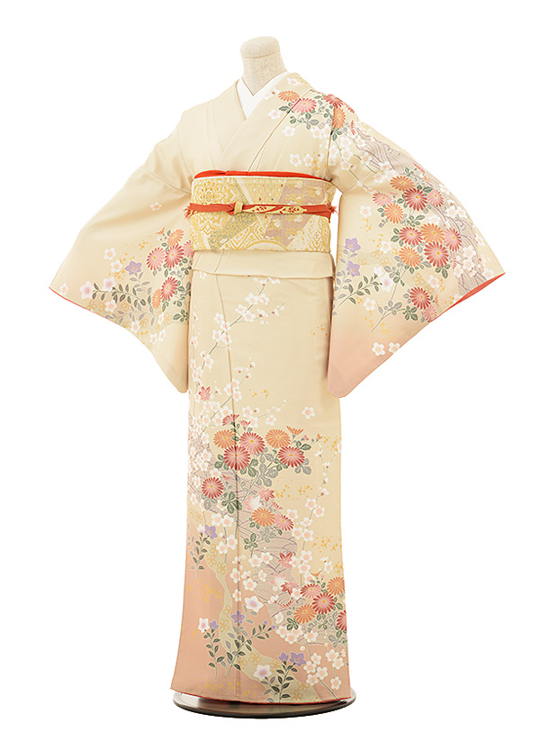 楽天市場】訪問着 レンタル t544 H・Lベージュ色 波と花 新品足袋