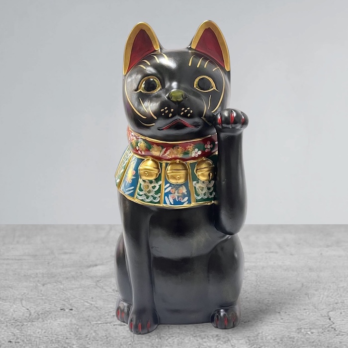 楽天市場】瀬戸焼 古色大正猫 大 黒 87115-579 招き猫 陶器 オブジェ