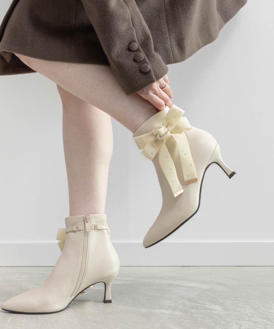 SALE】【Holiday Collection】2WAYビジューベロアリボンショートブーツ