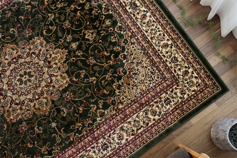 トルコ製ペルシャデザインのウィルトン織りラグ 約 200×200 cm 2畳