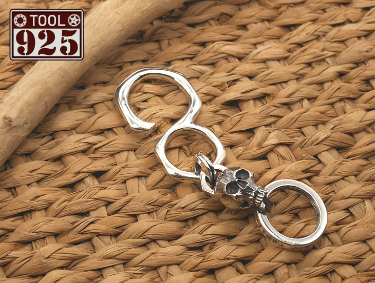 TOOL925 シルバースカルフックキーホルダー silver skull hook keychain
