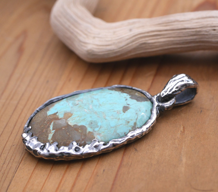 RYOKU ターコイズ×シルバー 天然石ペンダントトップ 1点モノ