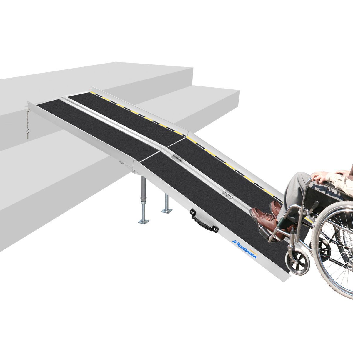 Ruedamann® 折り畳み車椅子スロープ 長さ243-304cm*幅73cm 耐荷重300kg