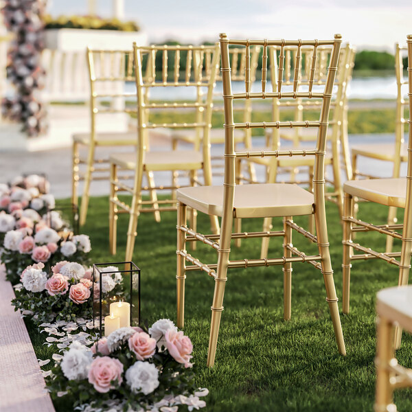 Steel Reinforced Heavy-Duty Gold Resin Chiavari Chair