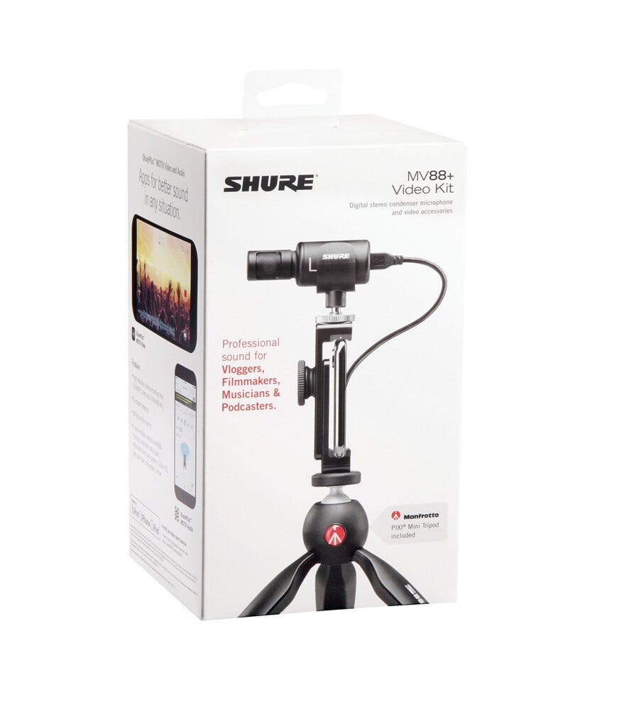 Shure MV88+ Video Kit: Pro Stereo Microphone & Tripod Bundle