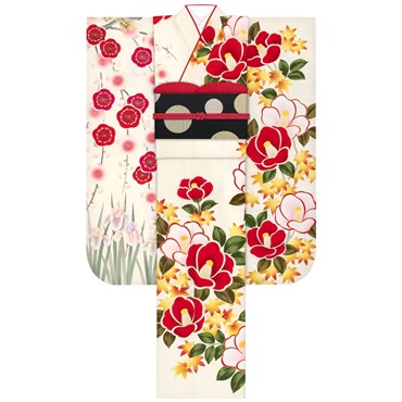 Web限定】振袖レンタルセット 梅と椿と楓(オフ)【和風館ICHI】