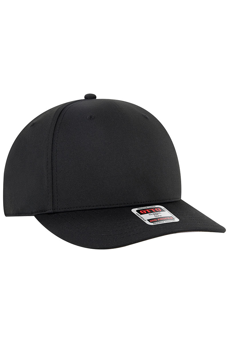 OTTO Black Seamless 6 Panel Mid Profile Baseball Cap | Wholesale