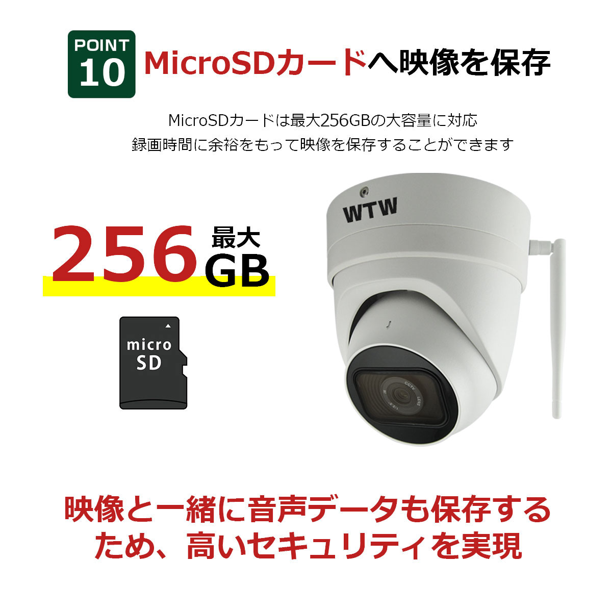 販売終了】防犯カメラ WIFI 屋外 548万画素 【WTW 塚本無線】