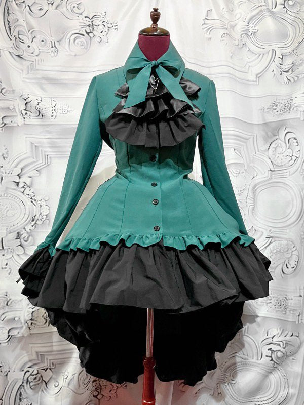 ゴシック調ダイヤカットタイ付きブラウス型ワンピース | MARBLE