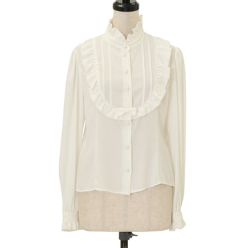 USED】【Sサイズ】フリルリボンスタンドカラーブラウス | Innocent