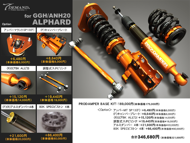 ALPHARD／VELLFIRE GGH/ANH20/25車高調作成事例