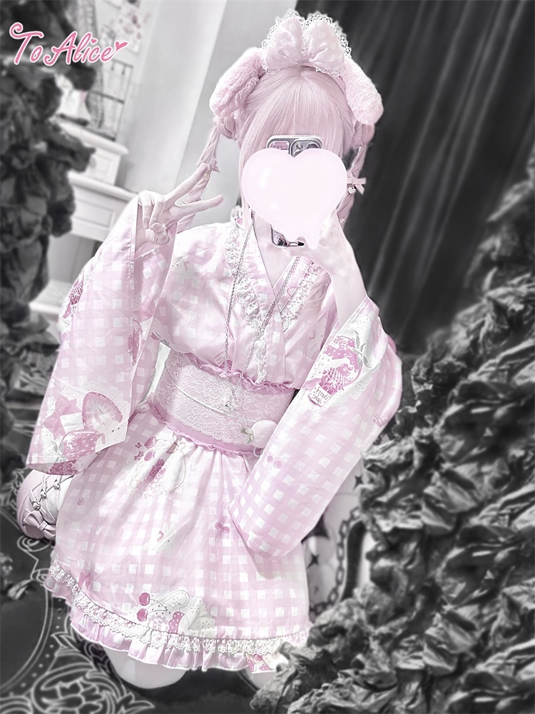 ToAlice】C2167いちごギンガムチェック浴衣セット - To Alice