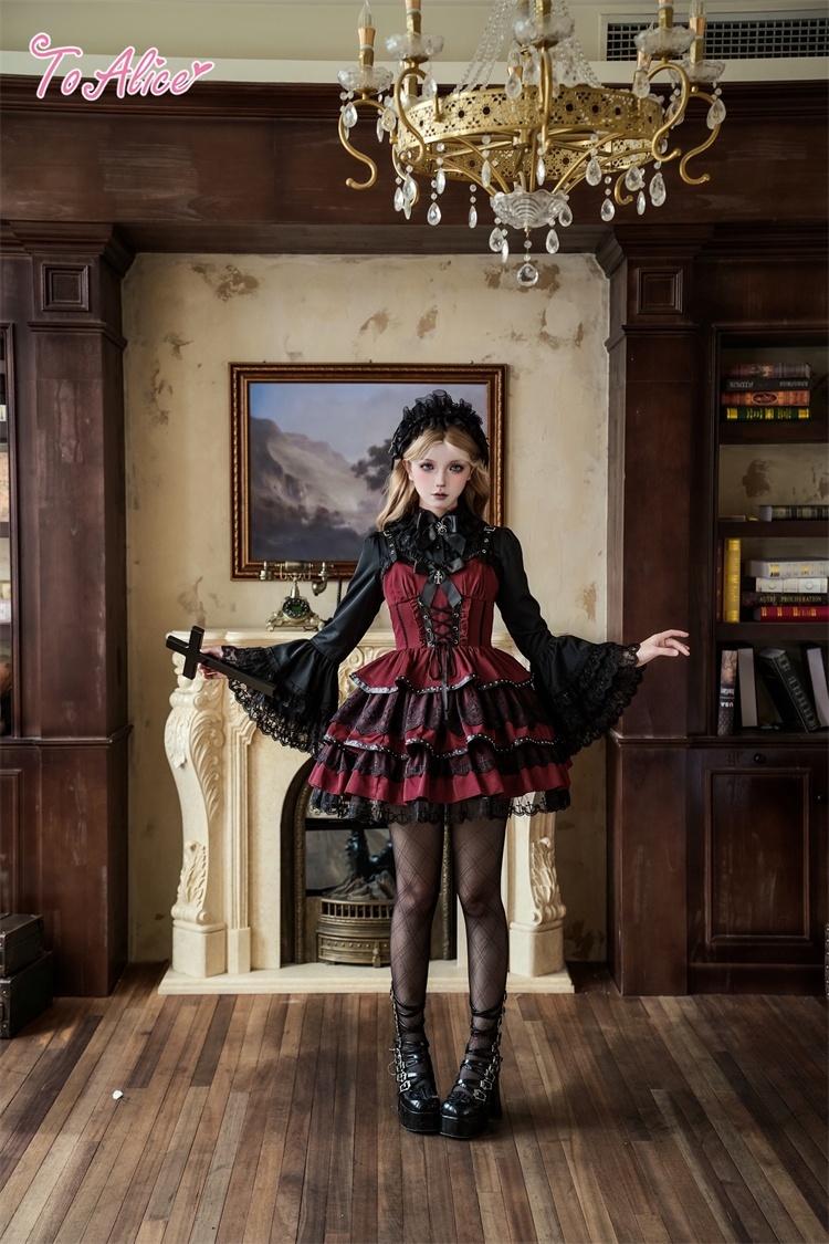 Black Shamrock】F264 パンクゴシックコルセット風ドレス - To Alice