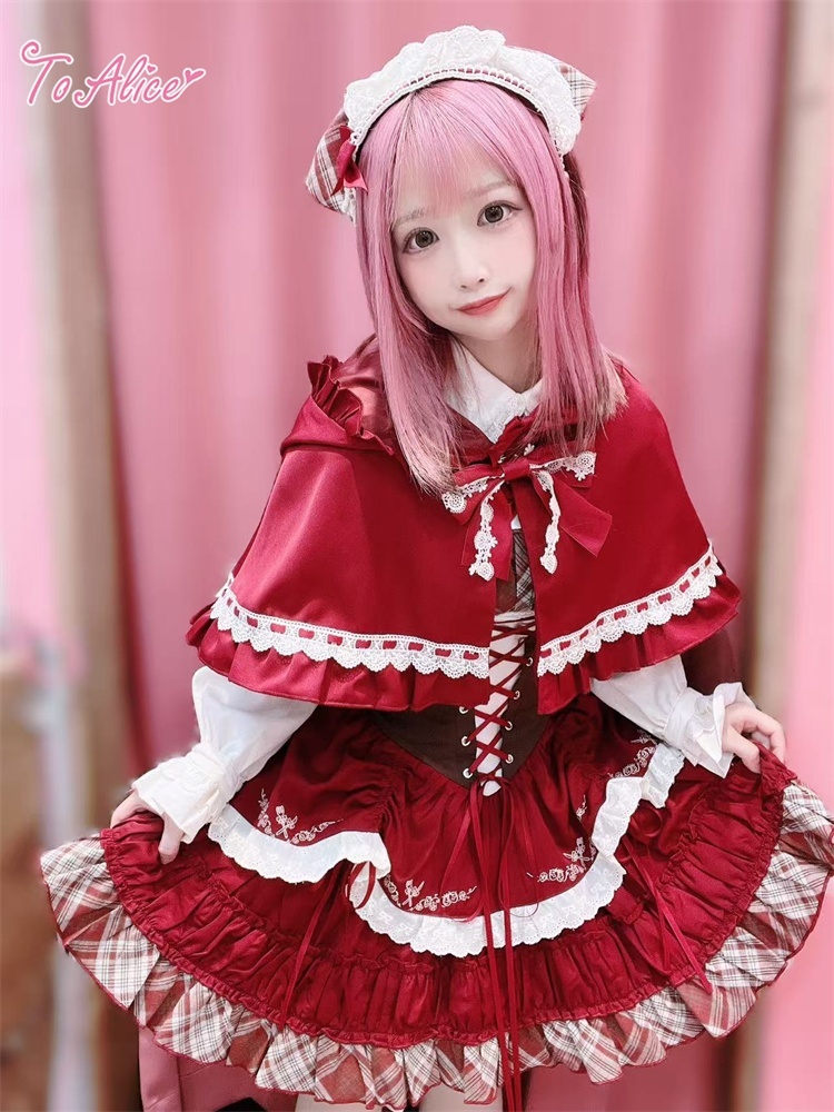 ToAlice】L1541 カントリー風チェックジャンパースカート - To Alice