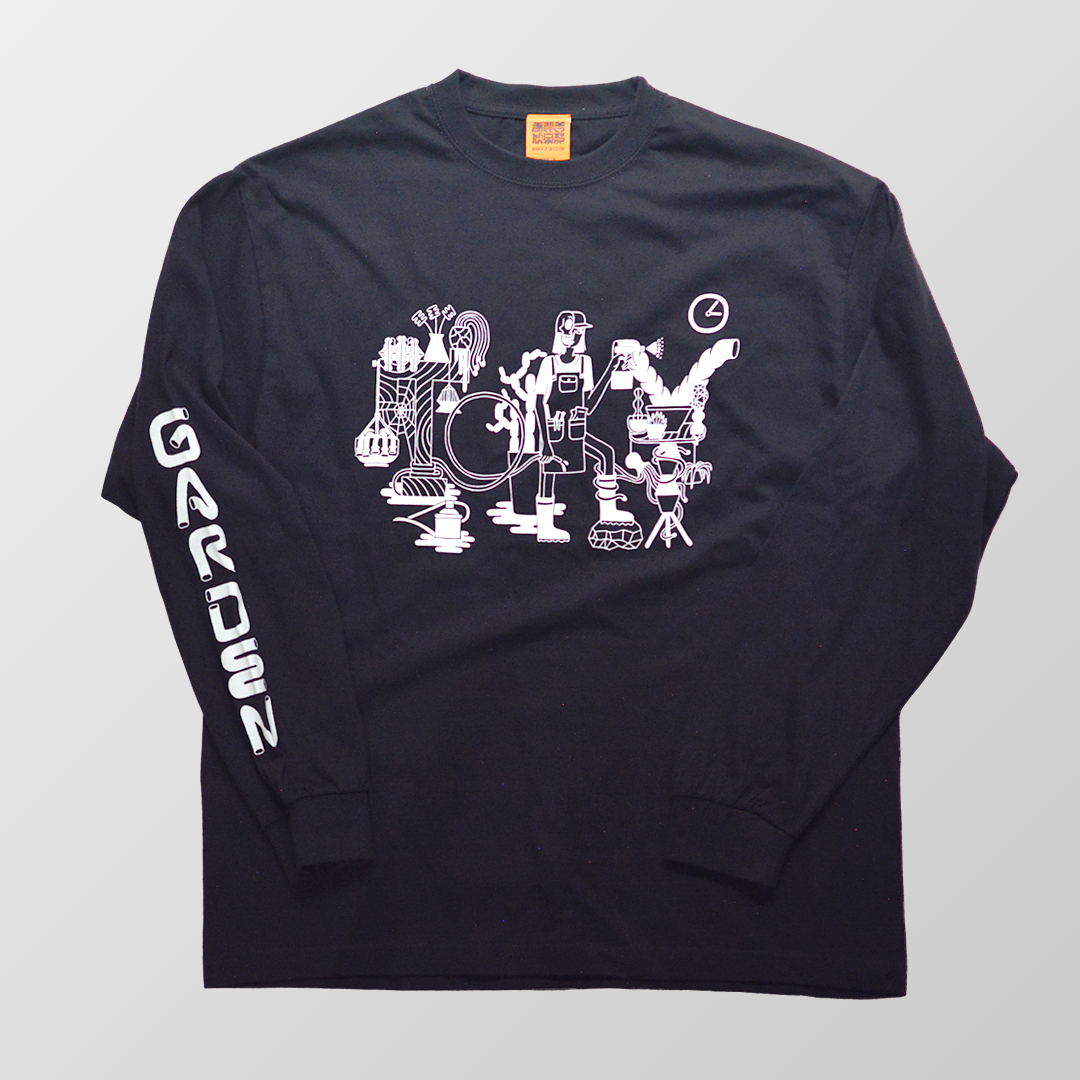 GARDEN L/S T-Shirts [ Black x White ] | 多肉植物・特別な鉢の販売