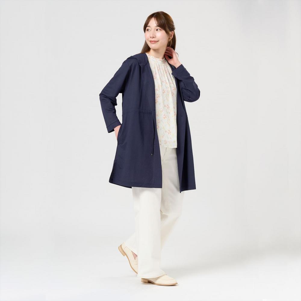 アウター ピケフードモッズコート ネイビー レディース(M ネイビー